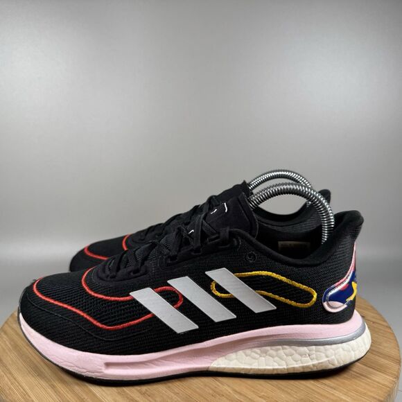 Adidas Supernova Women 6.5 Running Shoes Black Vivid Red White Pink FZ0831 - Picture 3 of 8